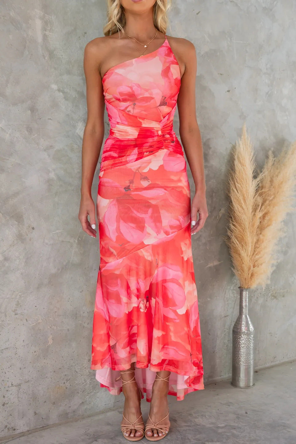 Layla | Vestido plisado de un hombro
