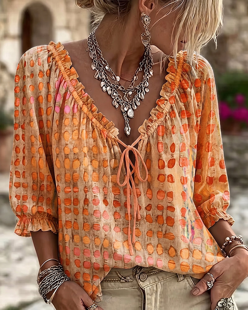 Lena | Blusa de lunares con cordón
