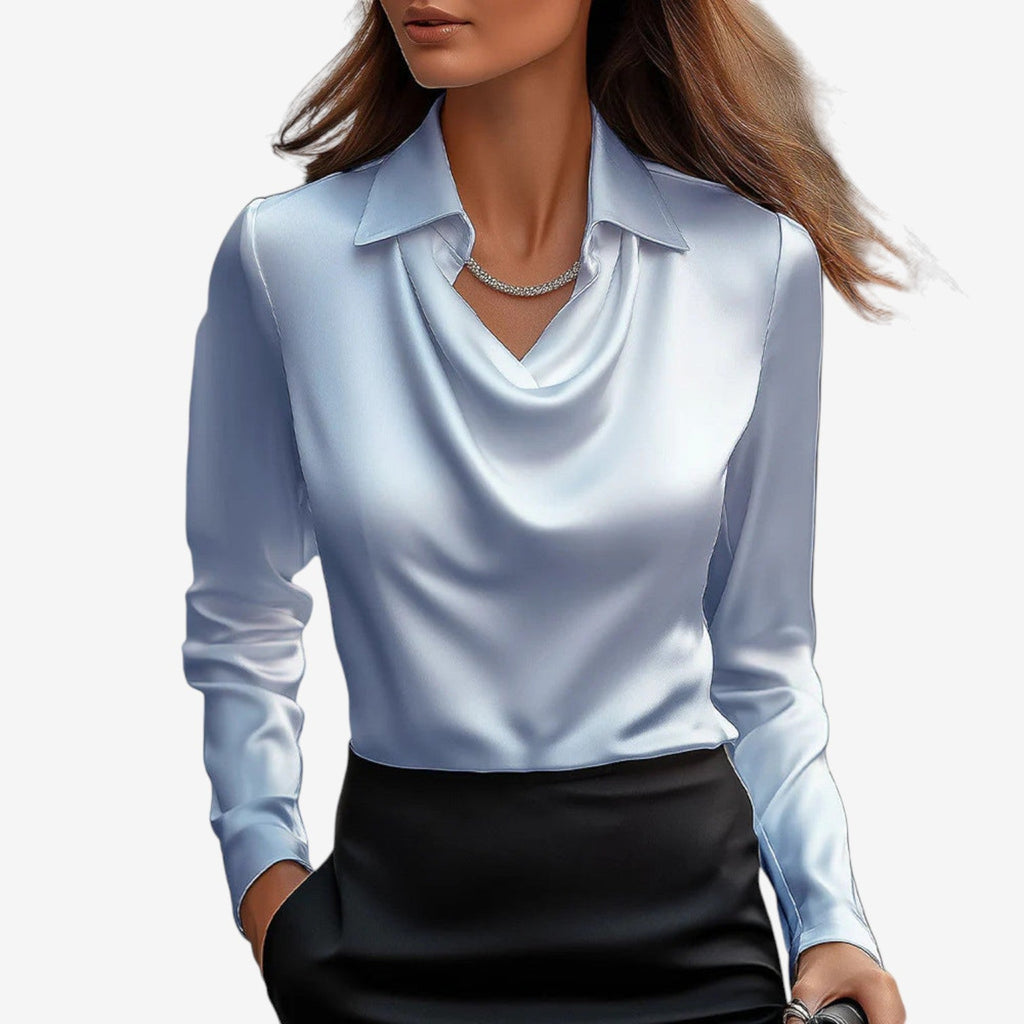 Belén™ | Blusa de cuello drapeado en satén