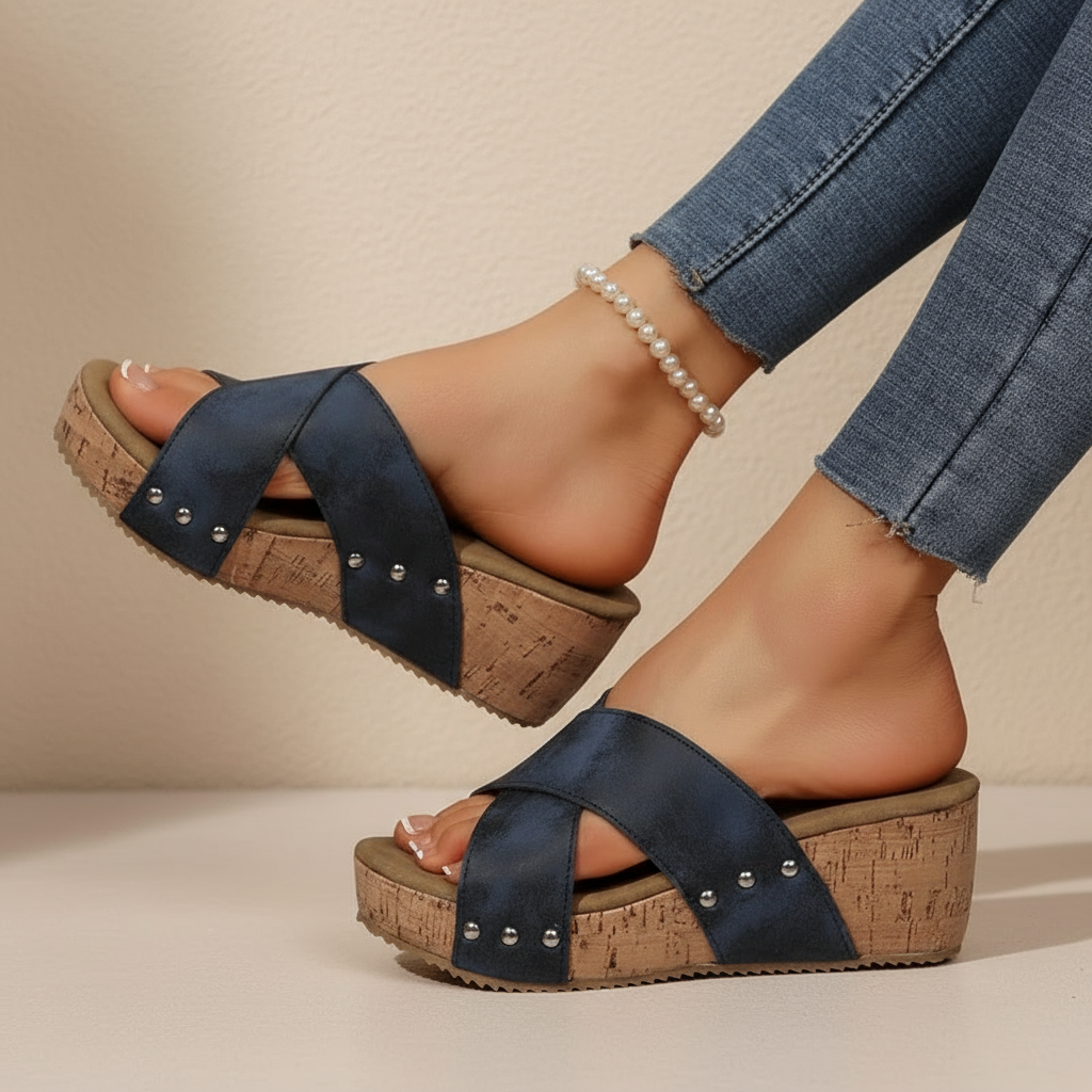 Sandales Compensées Boho en Cuir – Maison Claire et Sylvie