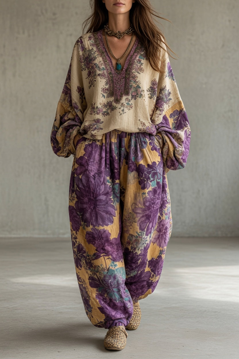 Amélie | Conjunto Boho Blusa Estampada