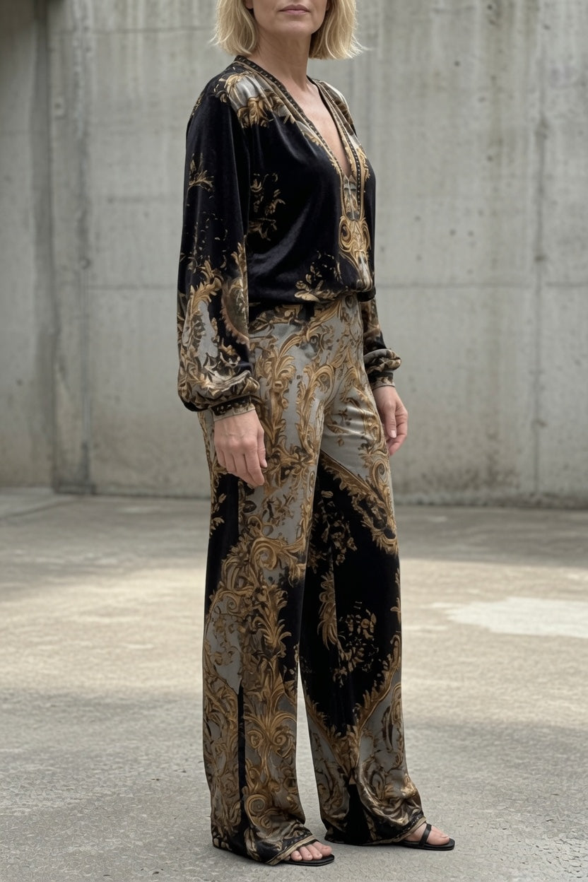 Tessa | Conjunto Vintage Blusa y Pantalón
