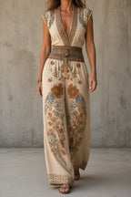 Natalie | Mono Vintage Floral de Pierna Ancha