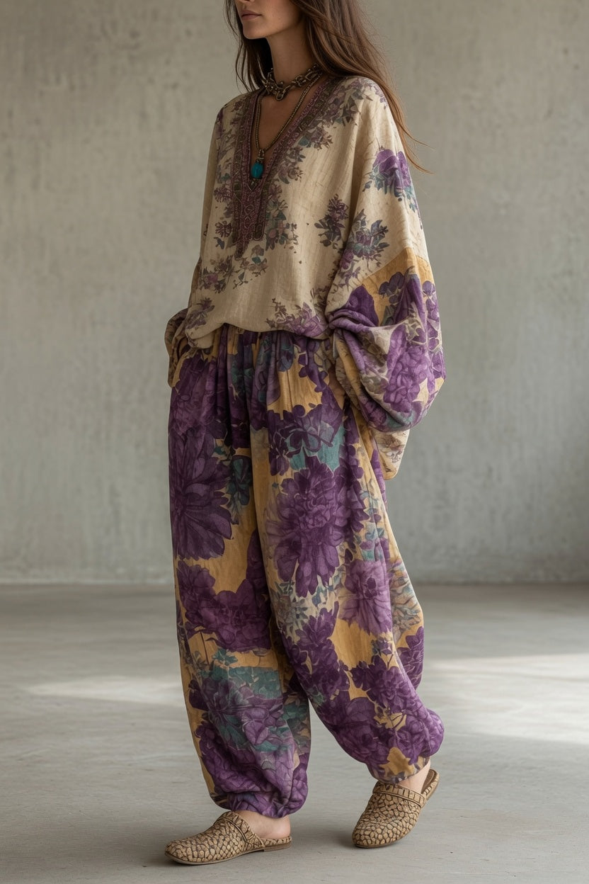Amélie | Conjunto Boho Blusa Estampada