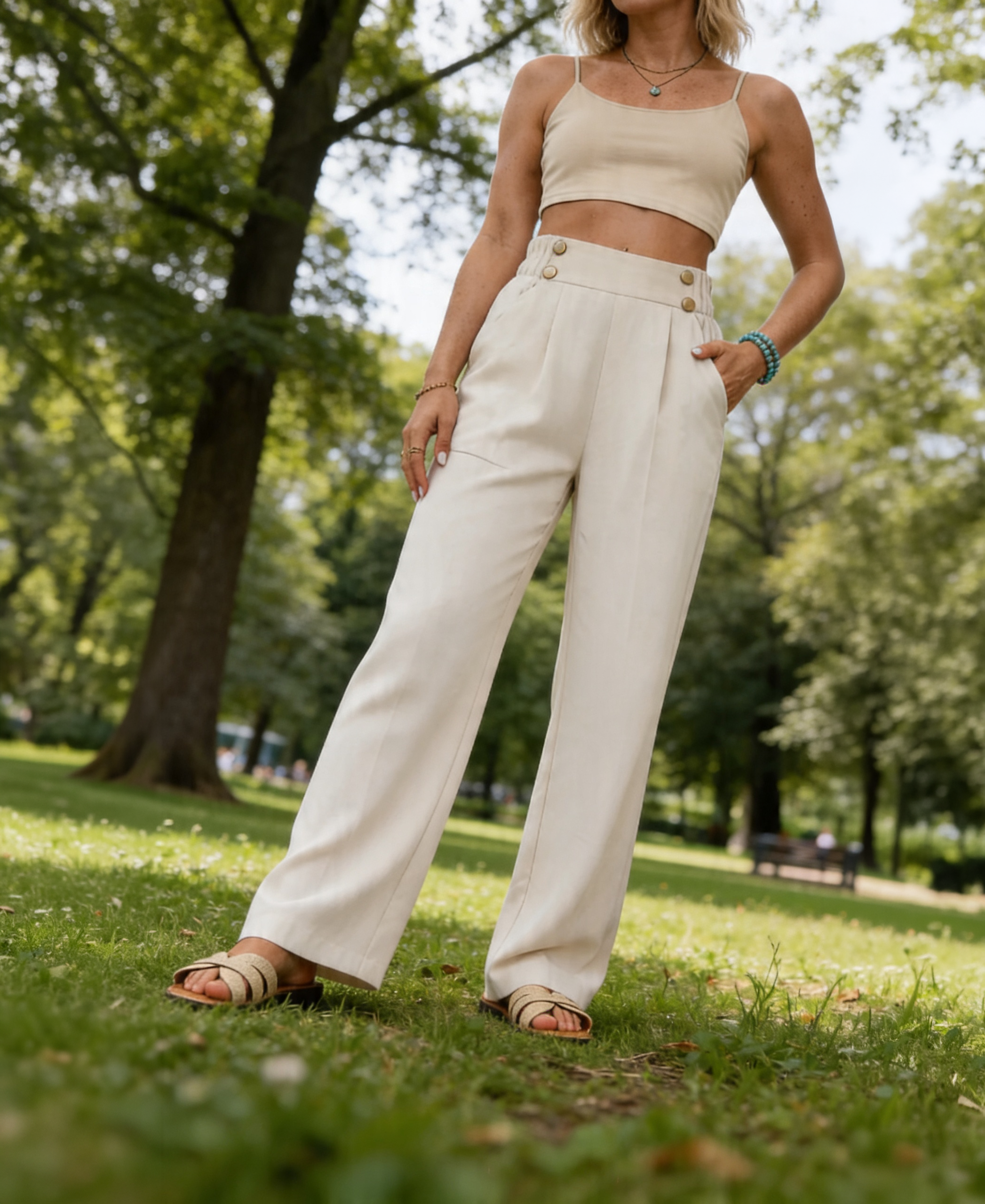 Anita | Pantalón casual recto con detalles