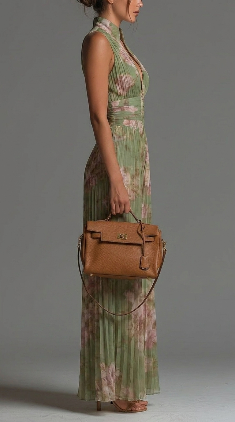 Mono Zsófia Verde | Plisado en Chiffon