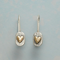 Pendientes con Forma de Corazón en Plata y Oro