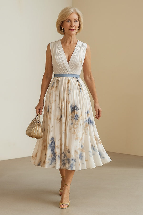 Paz | Vestido maxi plisado floral