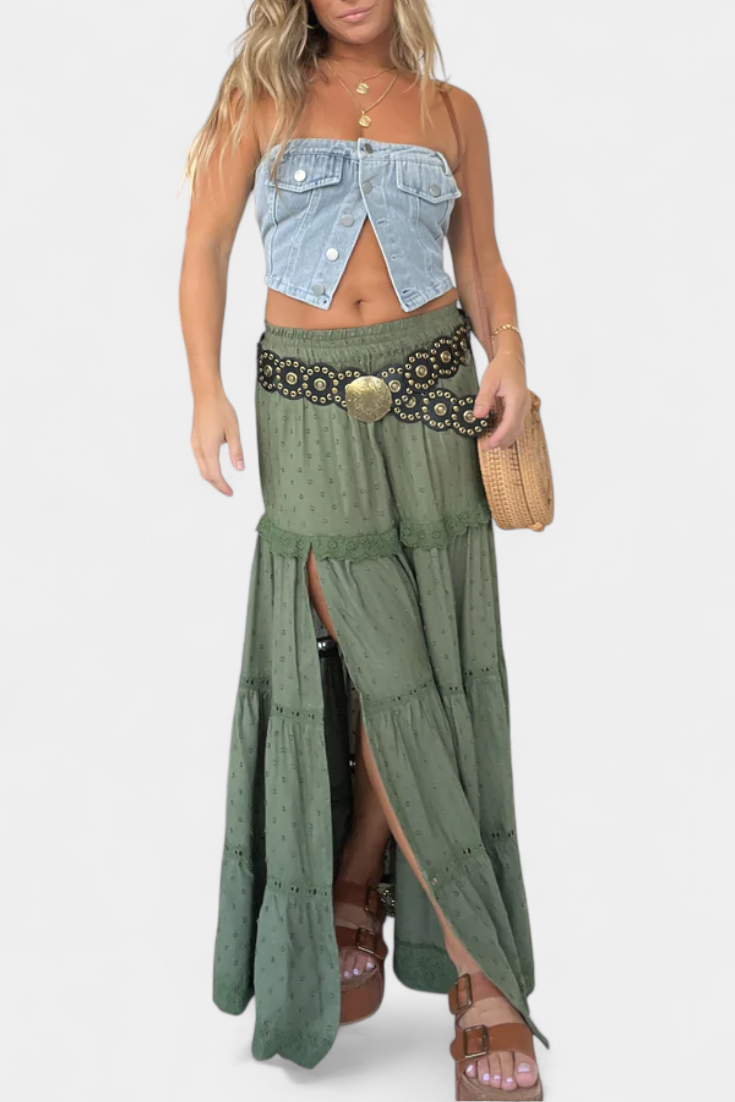 Dola | Falda maxi boho con encaje