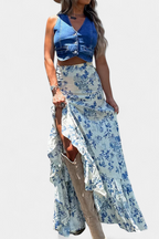 Kala | Falda maxi floral con volantes