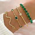 Set de Pulseras Vintage con Circonita Verde