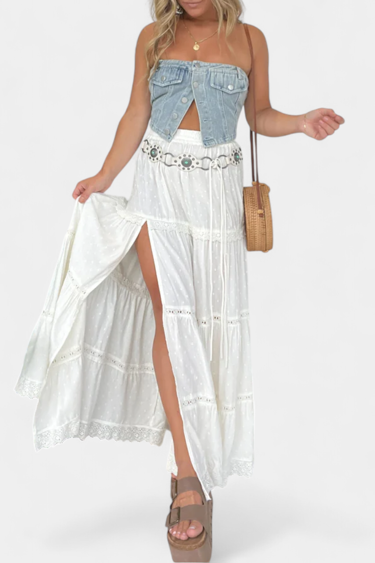 Dola | Falda maxi boho con encaje