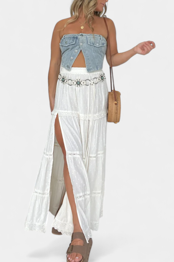 Dola | Falda maxi boho con encaje
