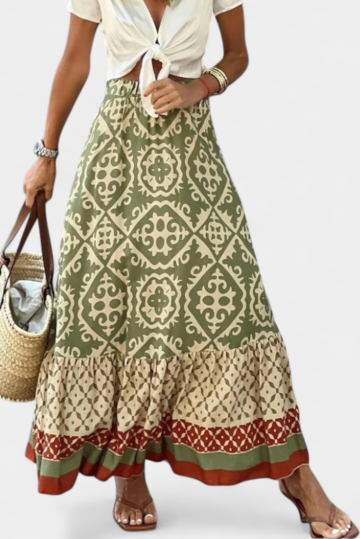 Ethel | Falda maxi estampada con volante