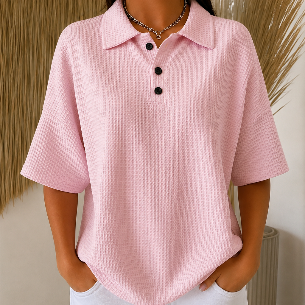 Gisela | Blusa polo textura gofrada