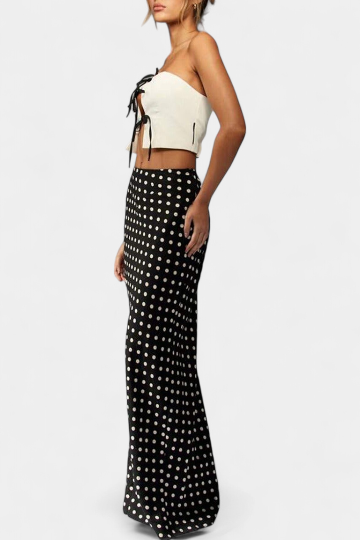 Olda | Falda entallada de viscosa con lunares
