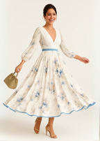 Paz | Vestido maxi plisado floral