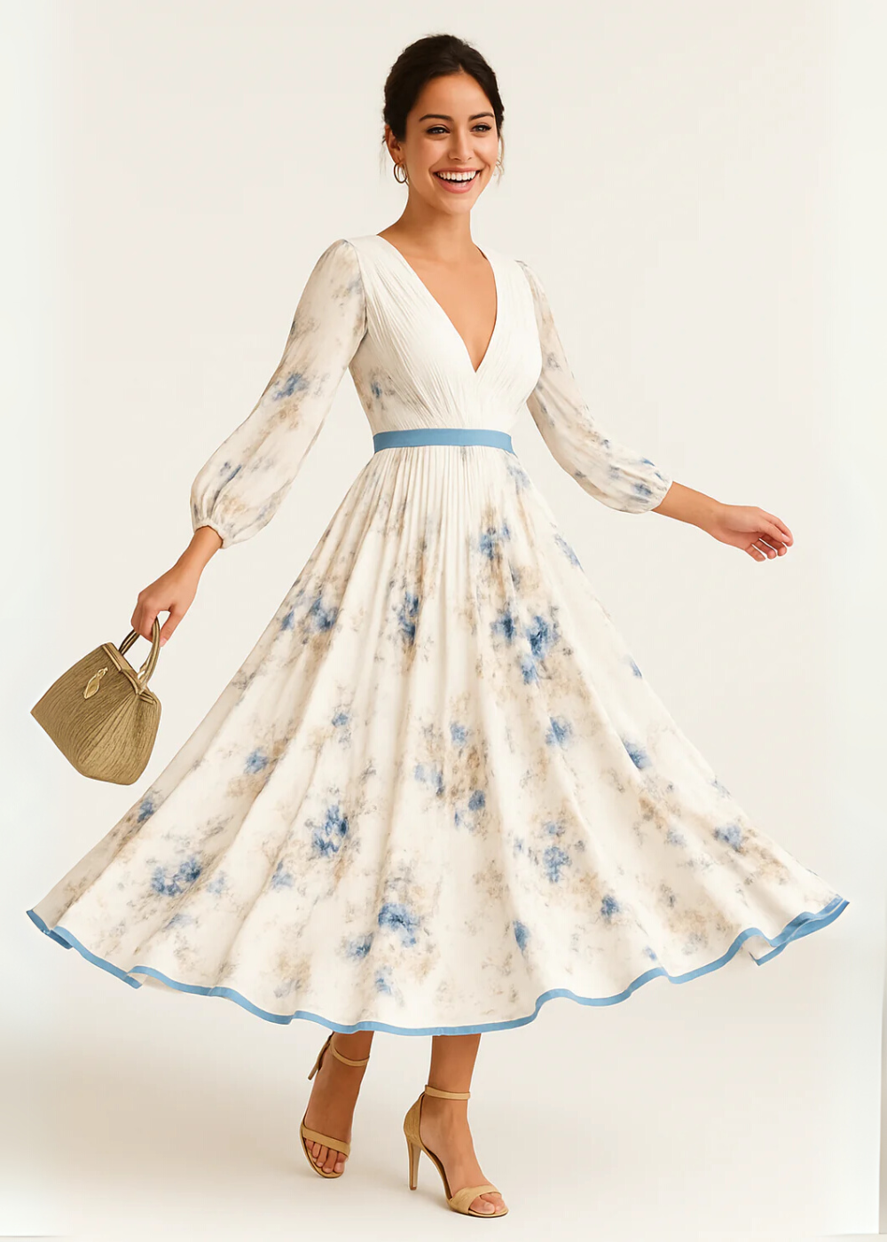Paz | Vestido maxi plisado floral