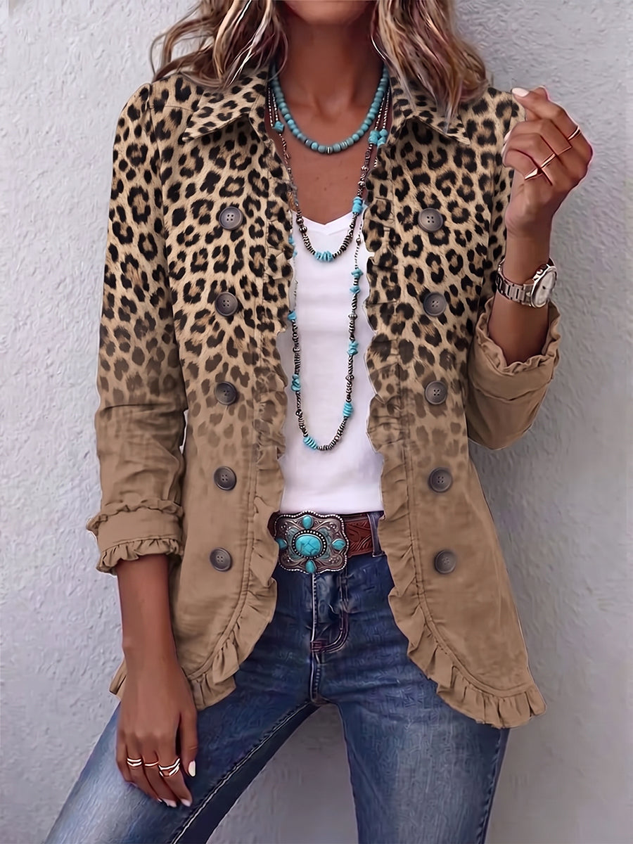 Tawny | Chaqueta Leopardo Degradado con Volantes