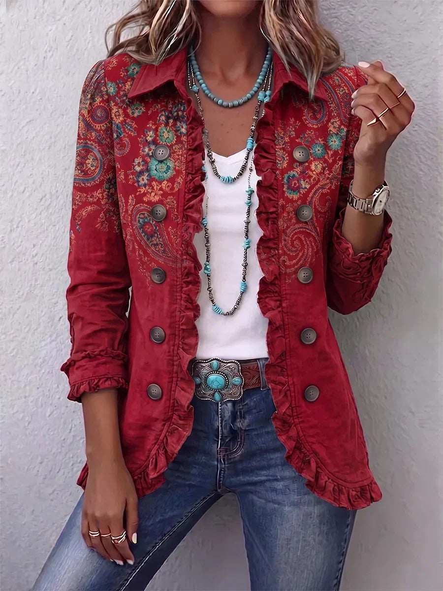 Fayrene | Chaqueta Paisley Bohemia con Volantes