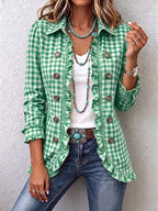 Charlene | Chaqueta de Cuadros Vichy con Volantes