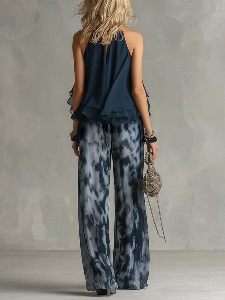 Luci | Conjunto de top y pantalón ancho en chifón