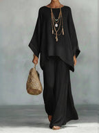 Celine™ | Elegantes Leinen-Zweiteiler-Set