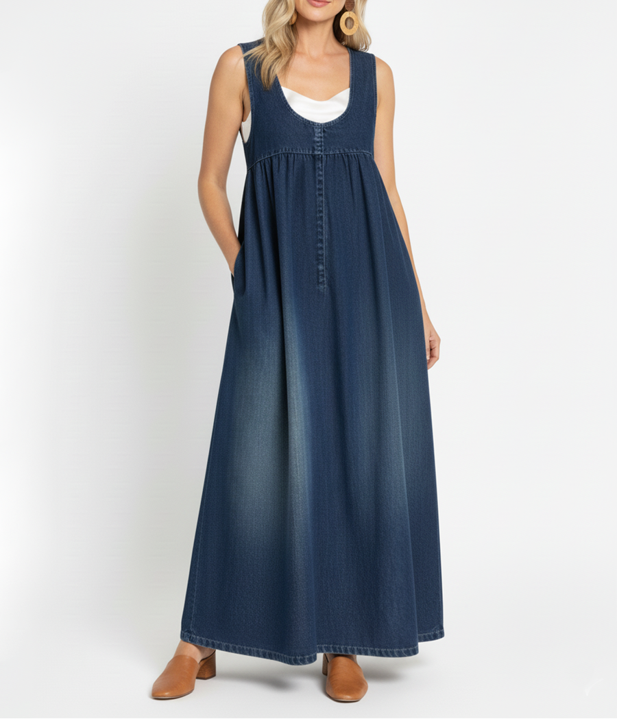 Karen | Vestido Largo Vaquero Vintage Lavado