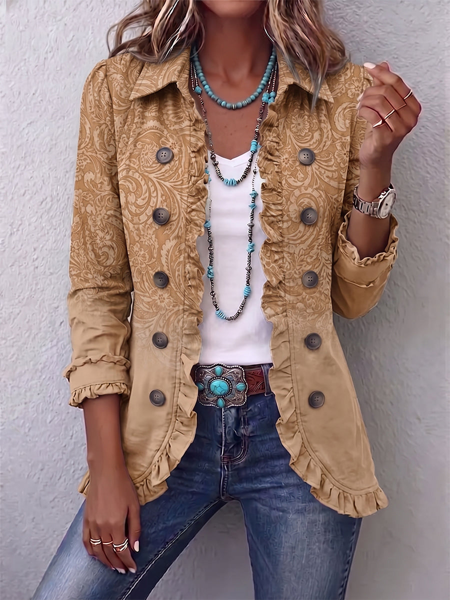 Crestelle | Chaqueta Estampado Texturizado con Volantes