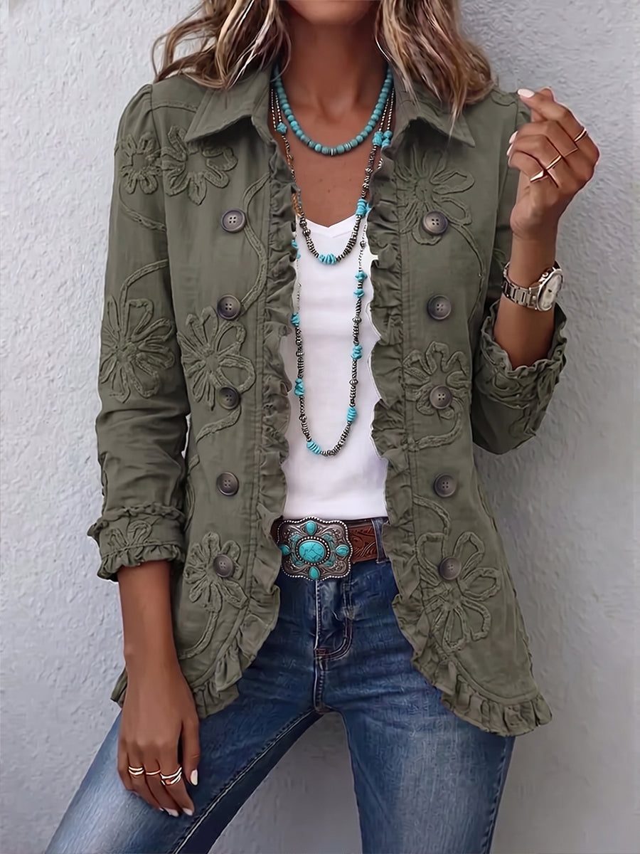 Kamberly | Chaqueta Bordado Floral con Volantes