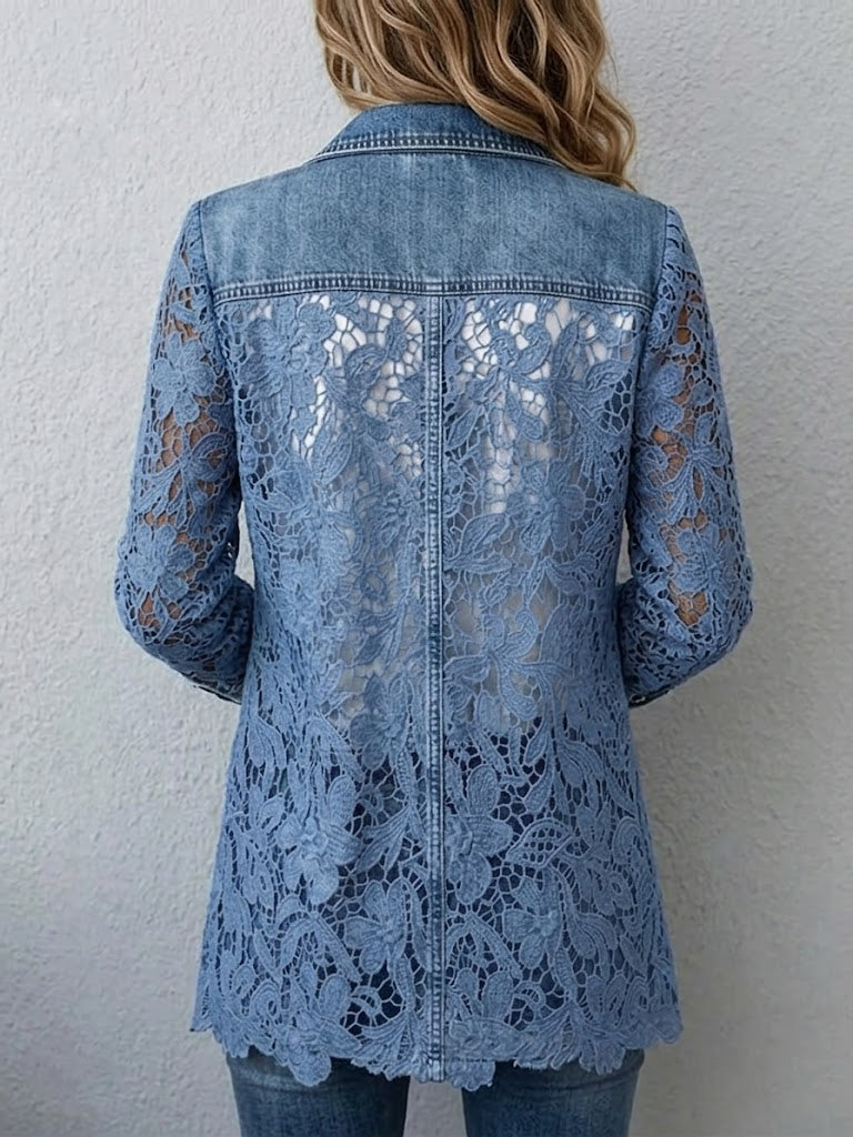 Lacinda | Blazer con Paneles de Encaje Floral