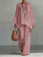 Anna | Conjunto de top holgado y pantalón ancho en algodón y lino