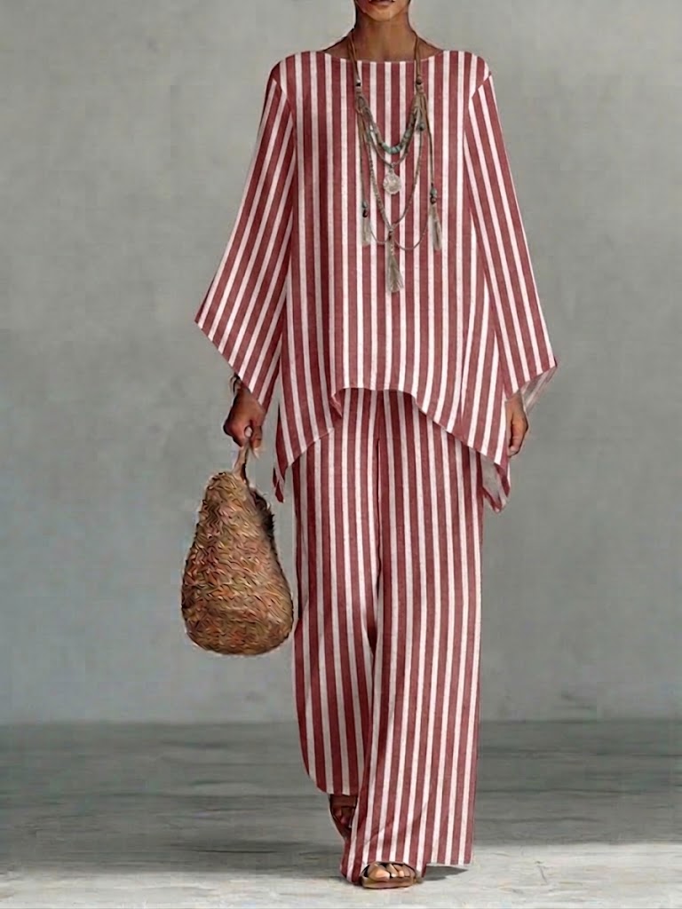 Anna | Conjunto de top holgado y pantalón ancho en algodón y lino