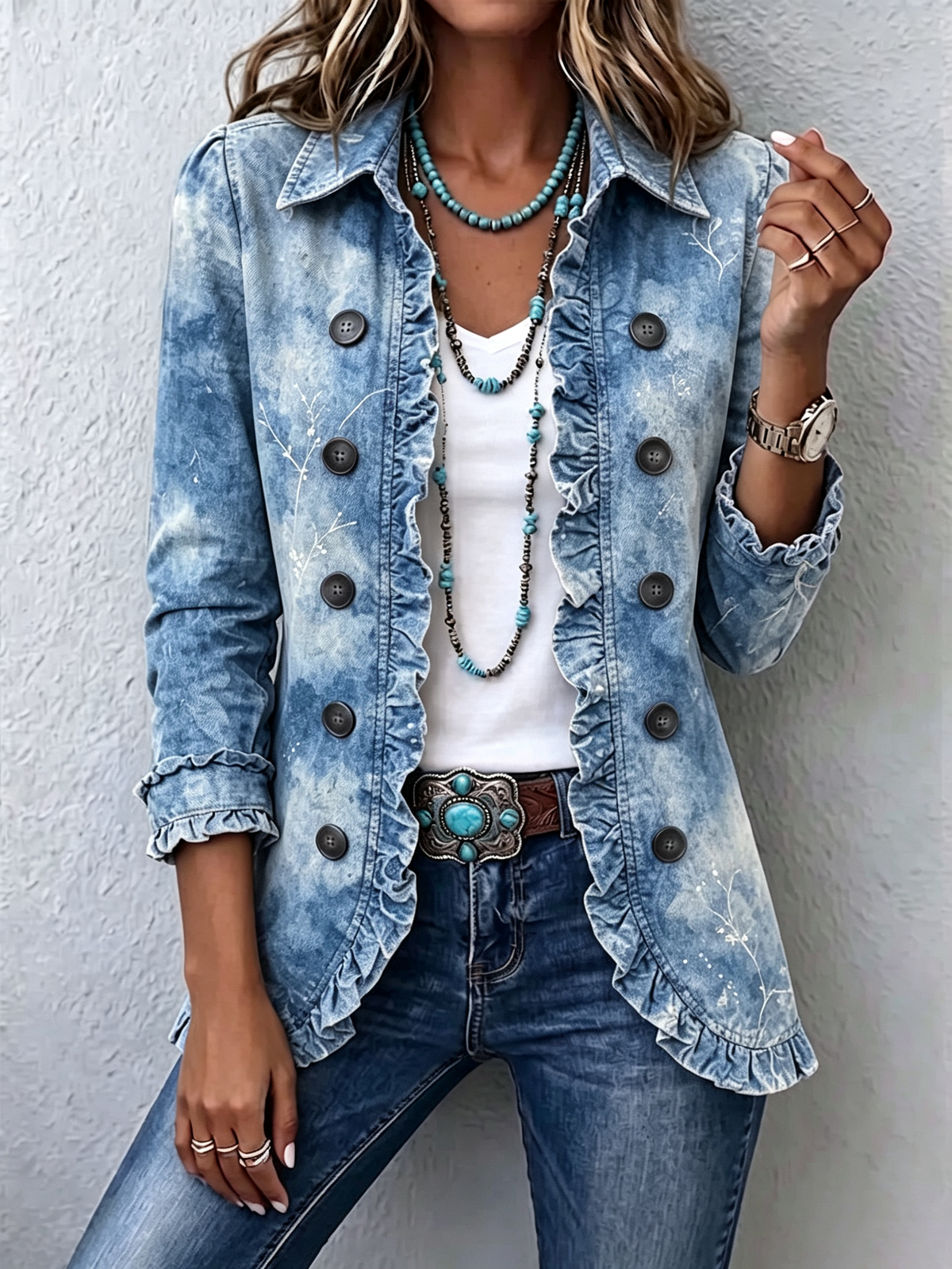 Jemison | Chaqueta Botánica Boho con Volantes