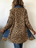 Fablenne | Chaqueta Larga Leopardo con Paneles Denim