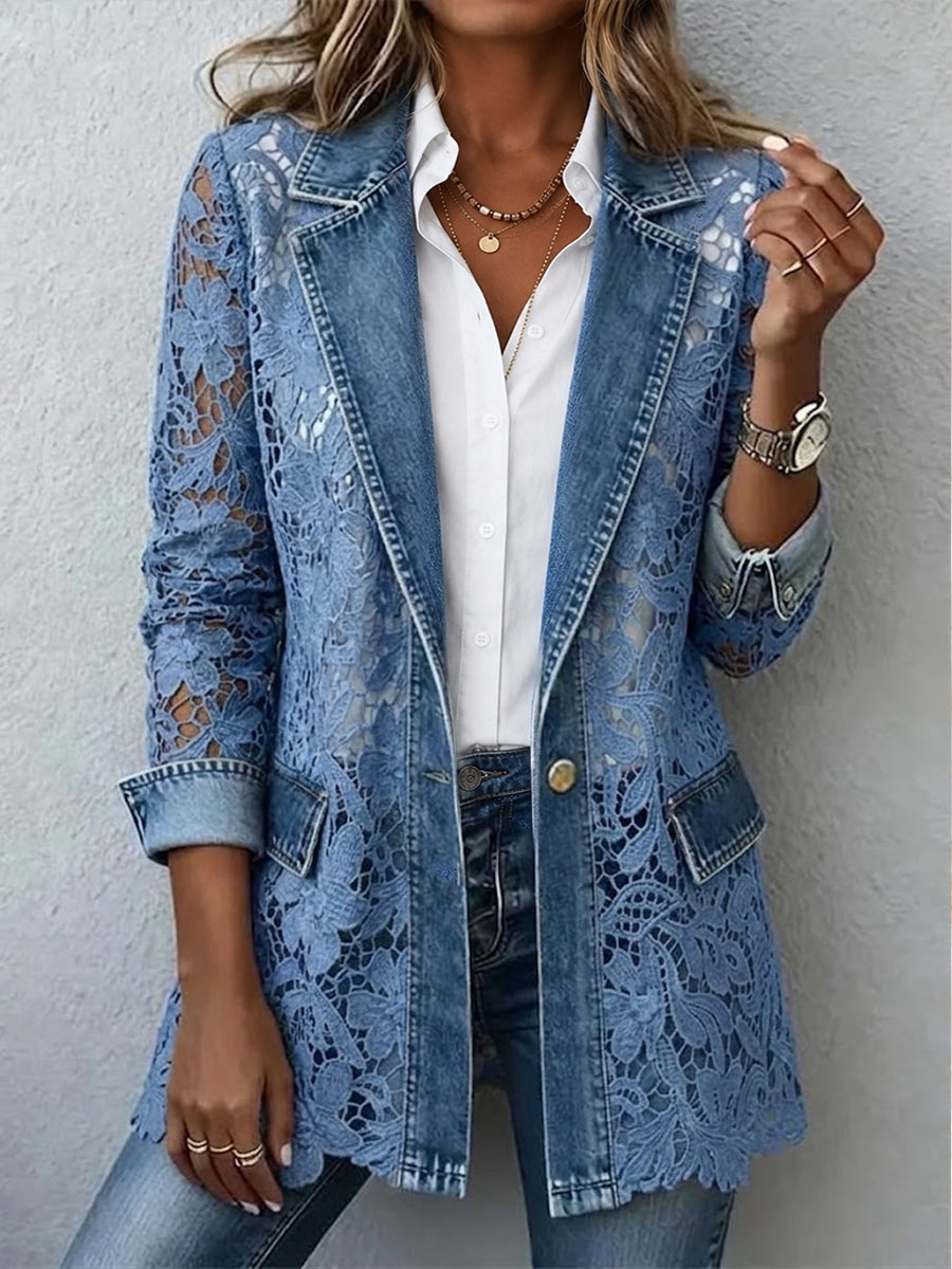 Lacinda | Blazer con Paneles de Encaje Floral