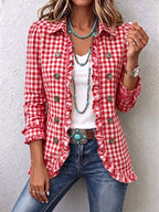 Charlene | Chaqueta de Cuadros Vichy con Volantes