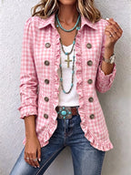 Charlene | Chaqueta de Cuadros Vichy con Volantes