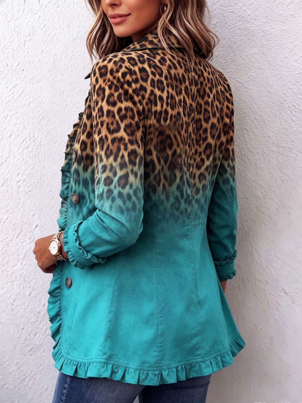 Elspeth | Blazer Ombré Leopardo con Volantes