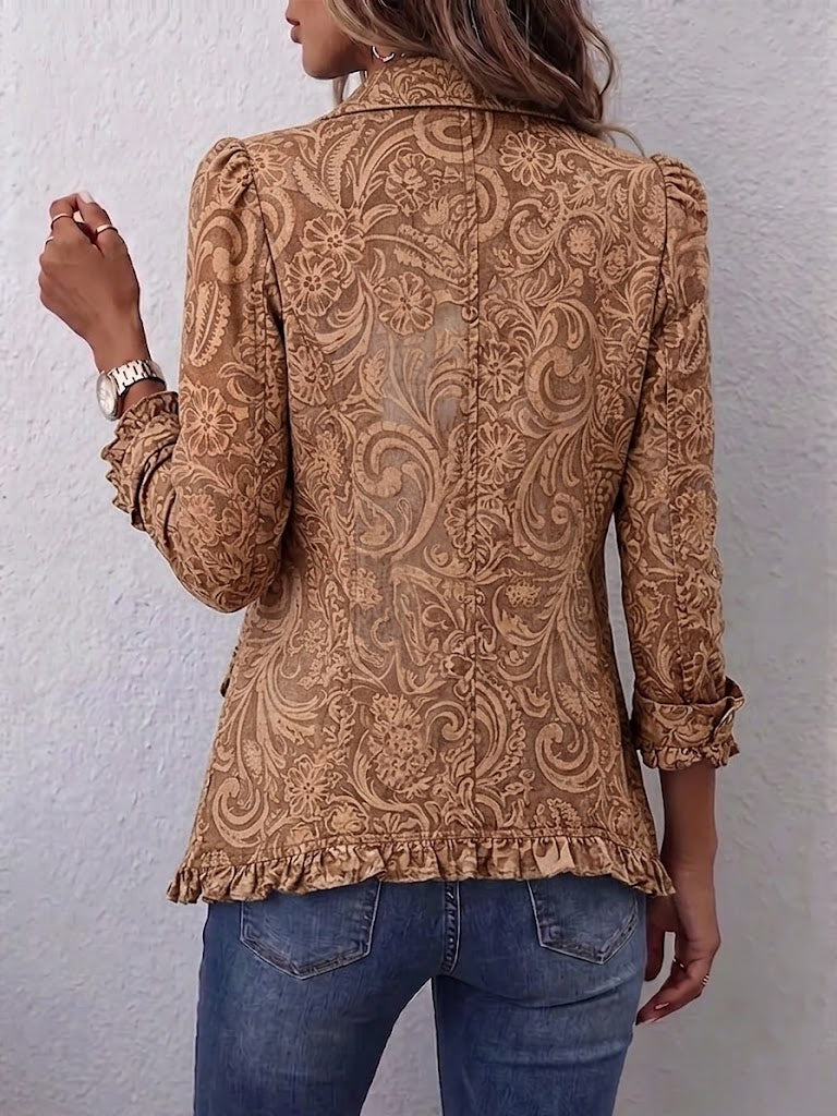 Vyclara | Chaqueta Floral Vintage con Volantes