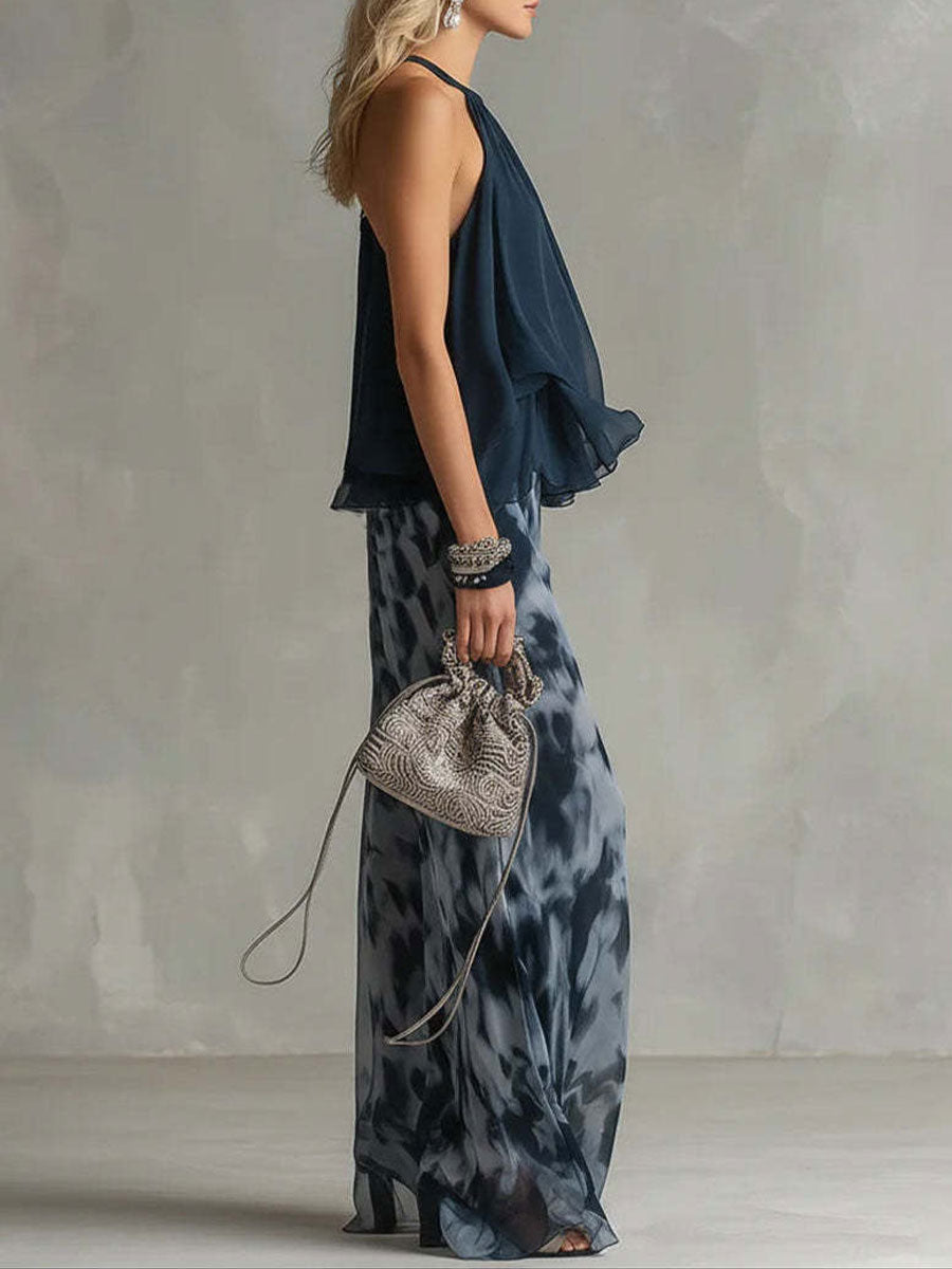 Luci | Conjunto de top y pantalón ancho en chifón