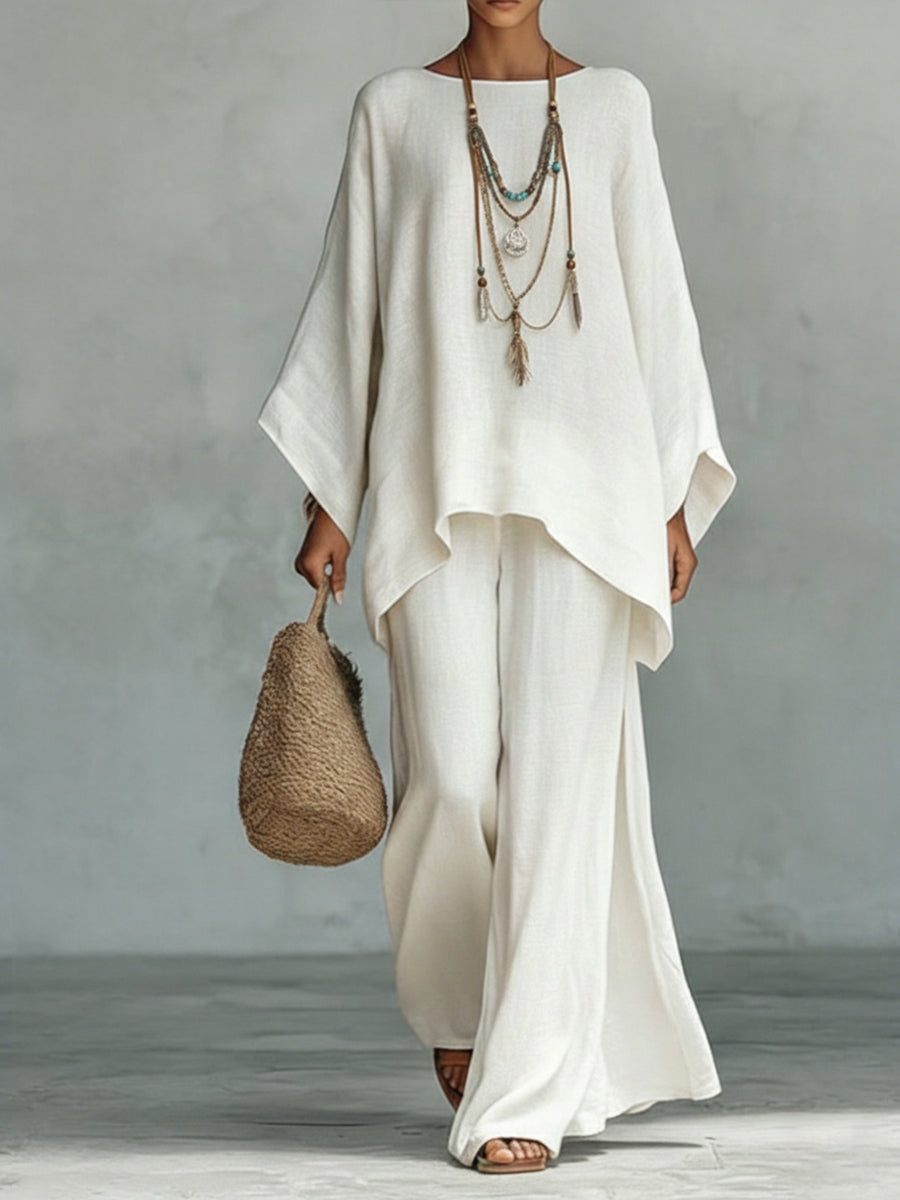 Celine™ | Elegantes Leinen-Zweiteiler-Set