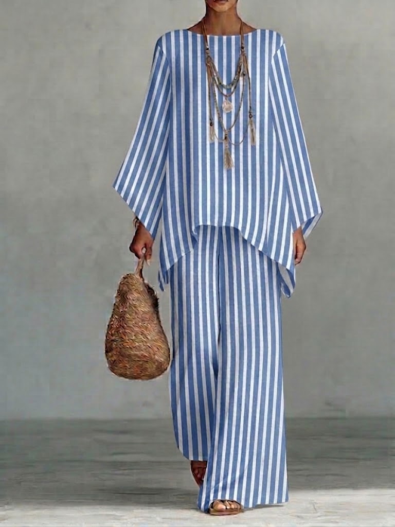 Anna | Conjunto de top holgado y pantalón ancho en algodón y lino