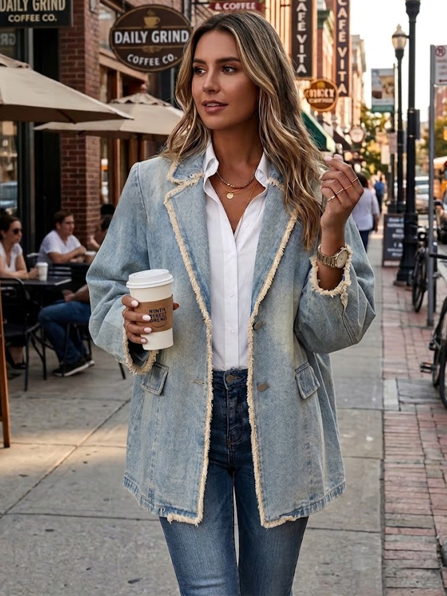 Dionne | Blazer Oversize Vintage con Bordes Vivos