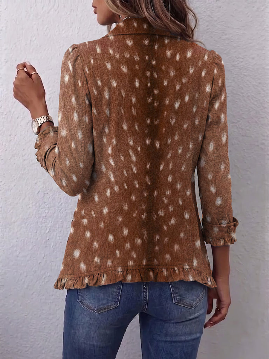 Nolinda | Chaqueta Estampado Animal con Volantes