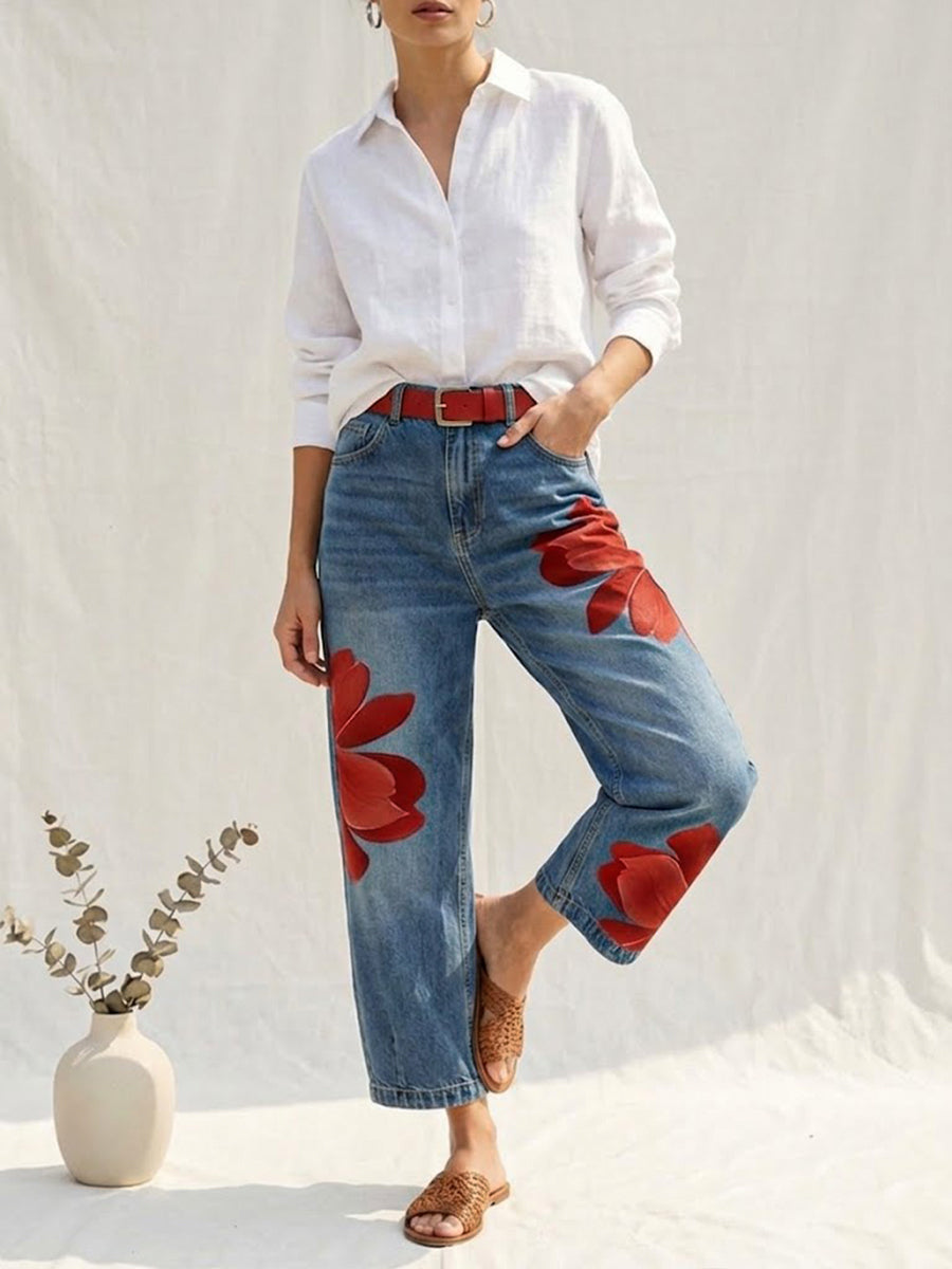 Emma | Vaquero holgado floral