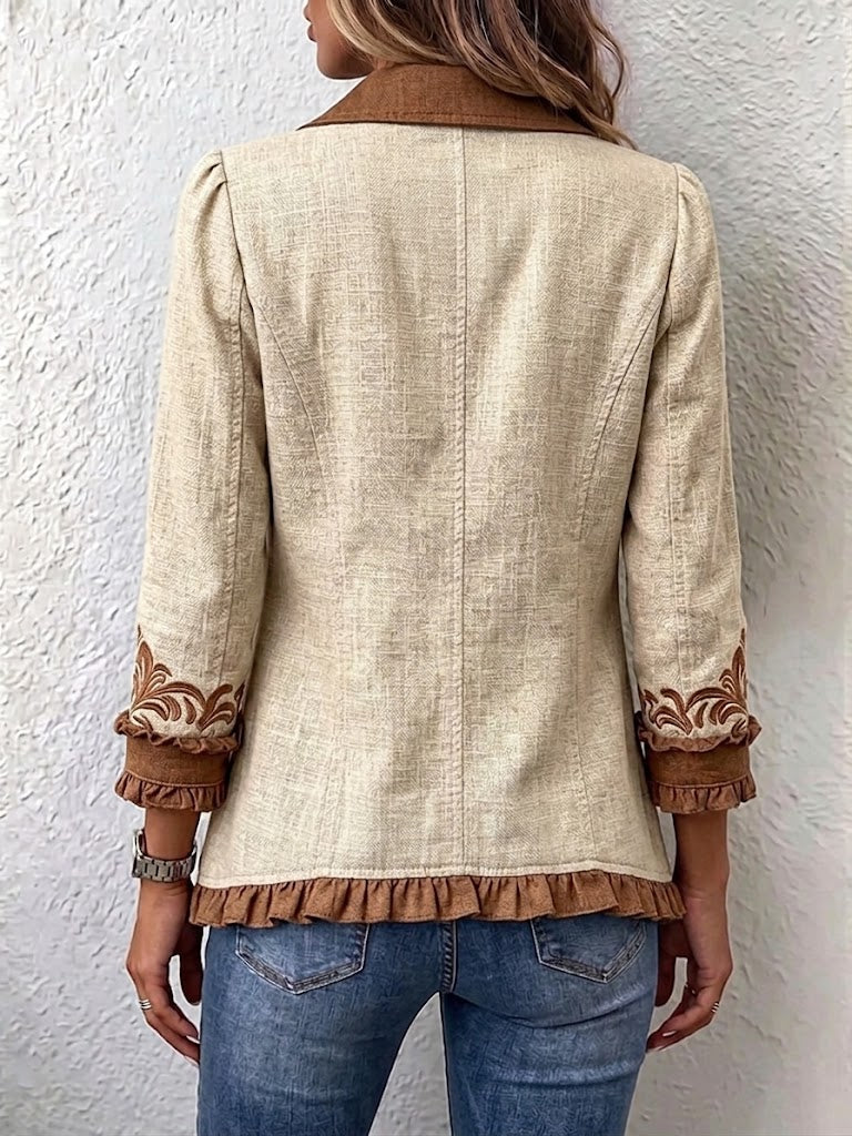 Dawncroft | Chaqueta Floral Bordada con Volantes