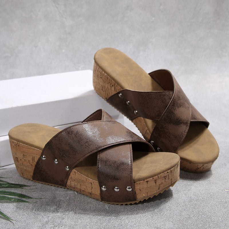 Sandales Compensées Boho en Cuir – Maison Claire et Sylvie