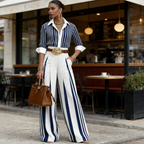 Atenas | Conjunto de camisa y pantalón ancho en algodón