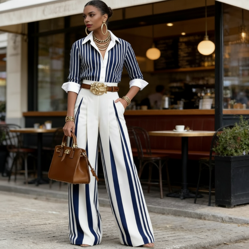 Atenas | Conjunto de camisa y pantalón ancho en algodón